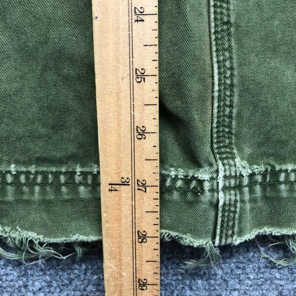 Vintage Distressed Olive Green Cargo Pants Mens Wide Leg Multi Pocket 36x27